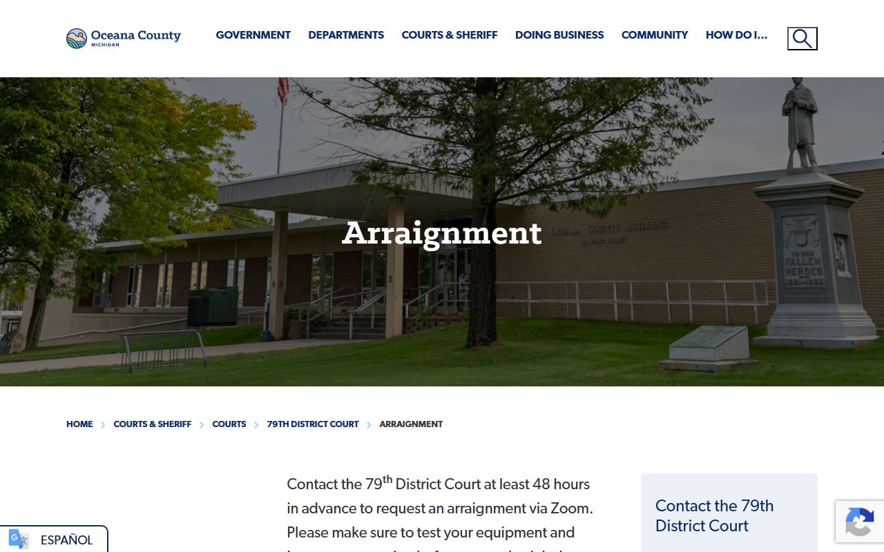 Oceana County court records after jail arrest arraignment information